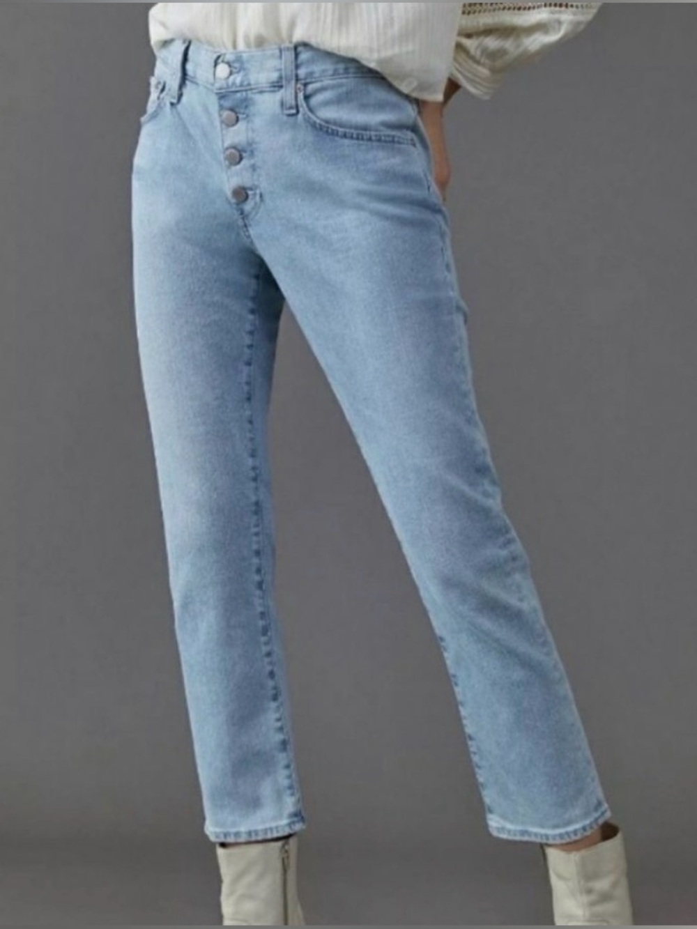 Anthropologie Adriano Goldschmied Nolan Ankle Button Up Relaxed Slim Ankle Jeans